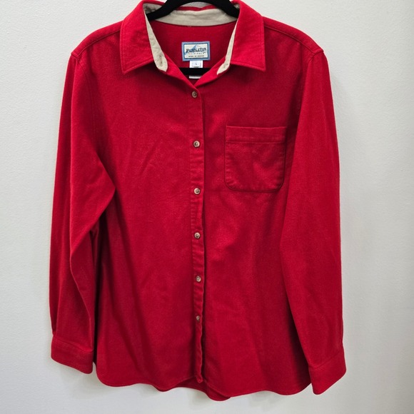 Pendleton Other - Pendleton Vintage Red 100% Virgin Wool Button Down Shirt Mens Large USA Fabric